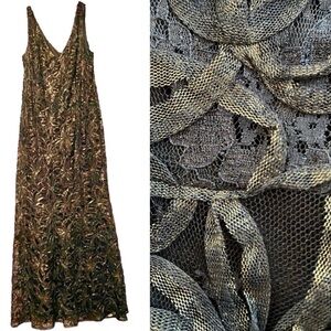 David Meister Vintage Gown w/Soutache Design over Black Lace & Netting SZ 14